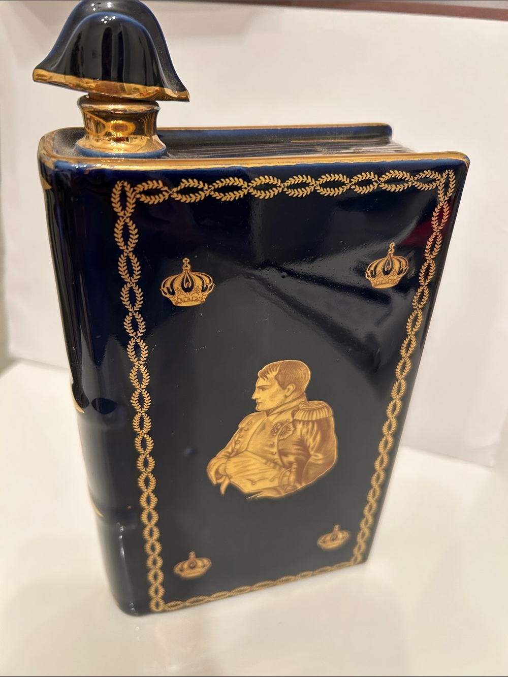 Vintage 1969 Limoges Frances Camos Napoleon Cognac empty Book Decanter